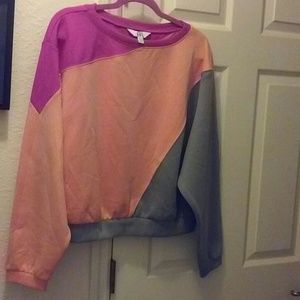 JoyLab Ladies Activewear Cropped Color Block Pullover Sweatshirt